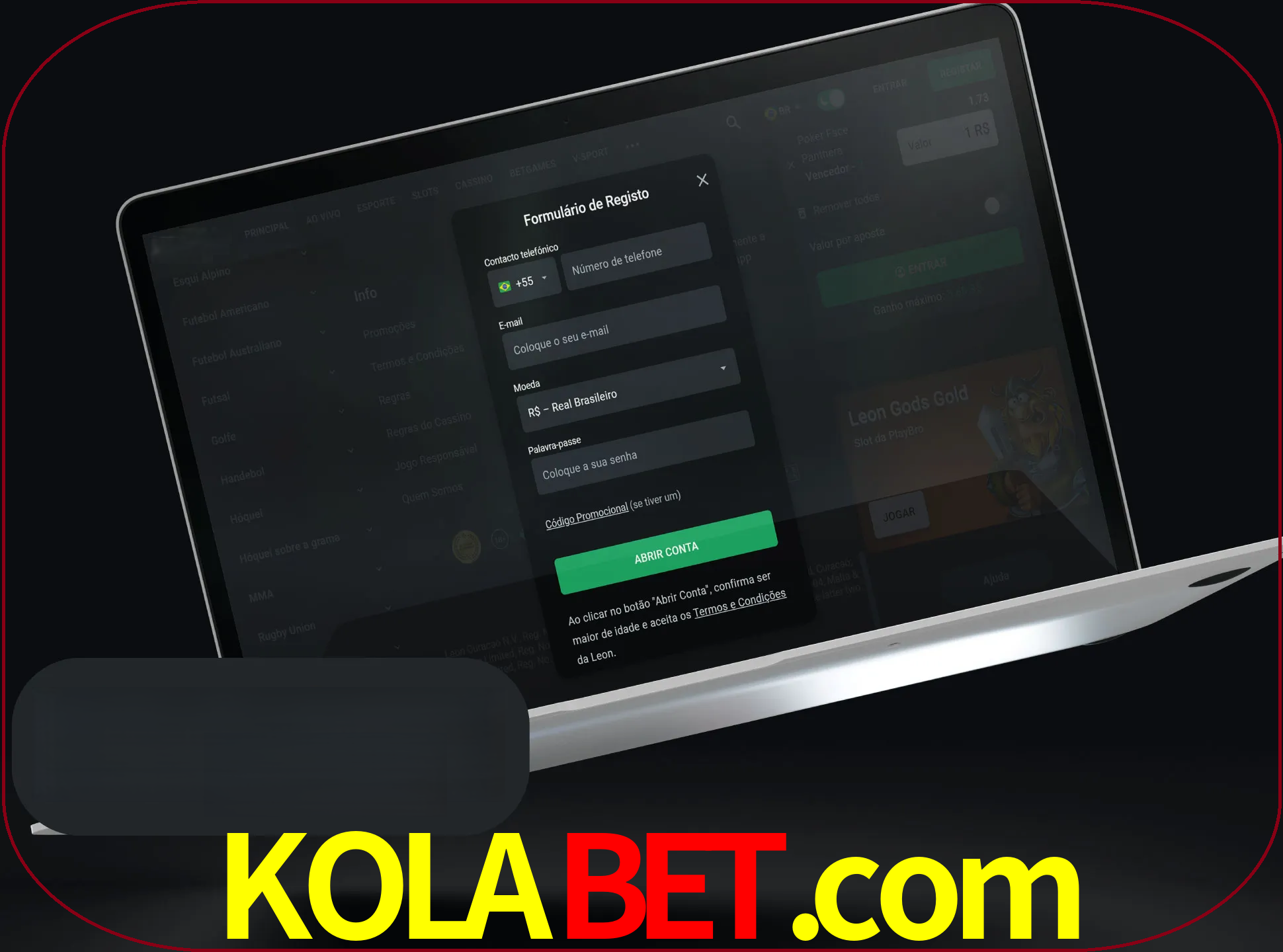 Abra o site da LeonBet e crie sua própria conta.