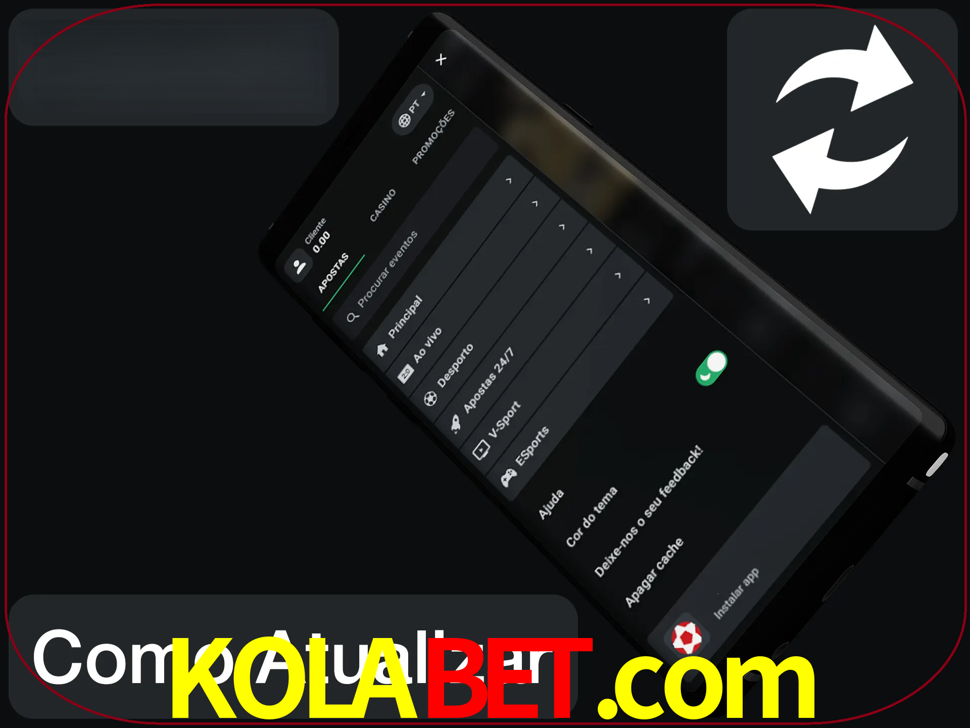 O aplicativo é atualizado automaticamente quando você faz o login.
