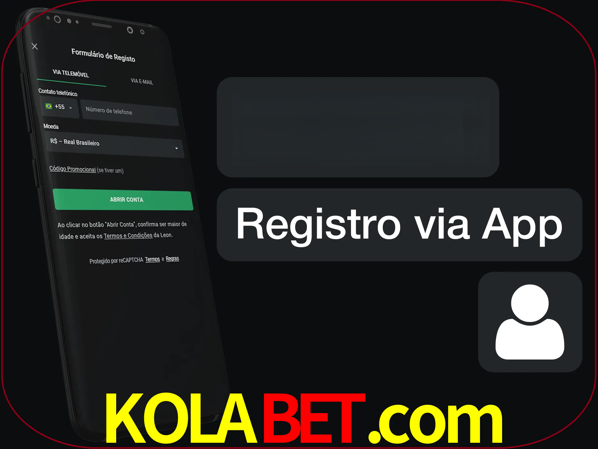 Registre-se com duas etapas usando o aplicativo.