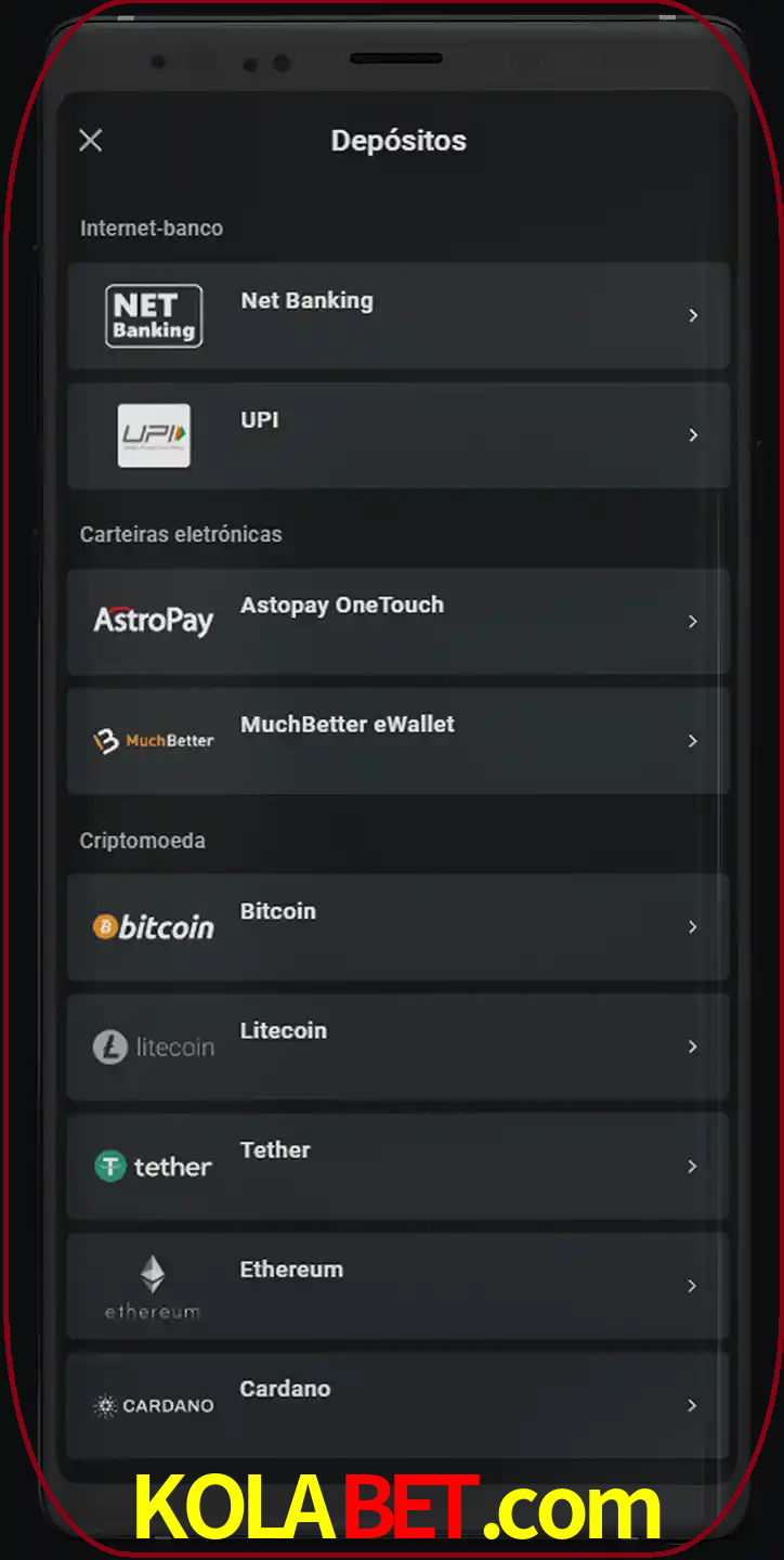 Você pode usar métodos alternativos de depósito.